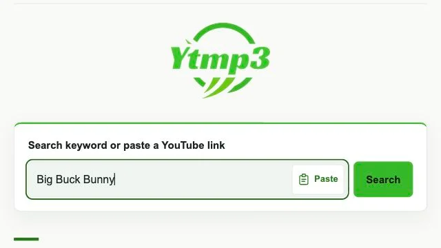 Ytmp3 search field for keywords or a YouTube link