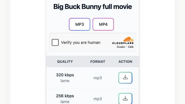 Ytmp3 conversion area for reviewing download options